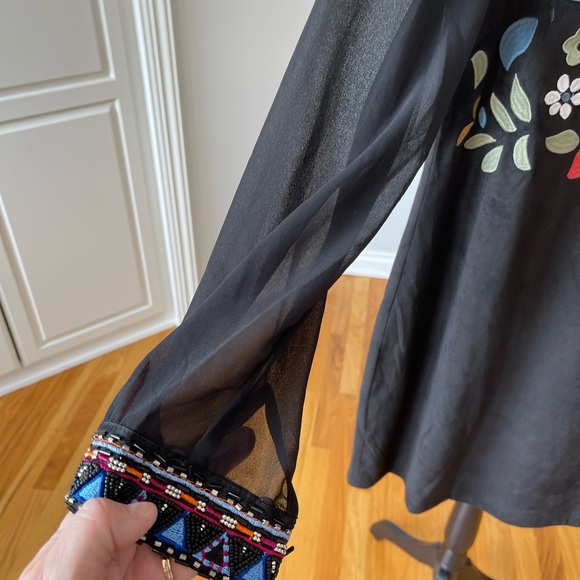 Desigual black dress with sheer sleeves and embroidery work size 10 formal NWT - Picture 14 of 16